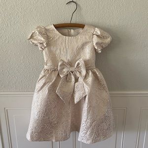 Rare Editions Gold Embossed Holiday Dress.